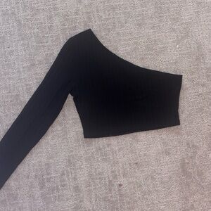 Black One-Shoulder Crop Top